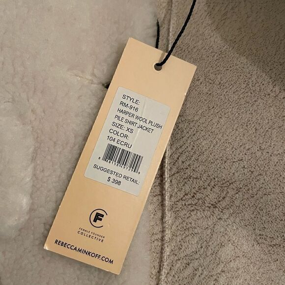 Rebecca Minkoff Harper Sherpa Teddy Wool Shacket Coat in Ecru | SZ XS - Picture 7 of 7